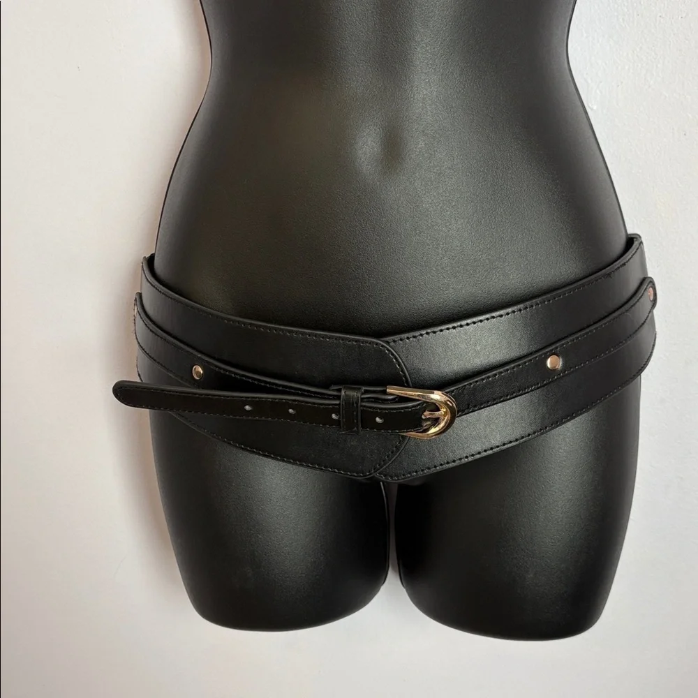 Unbranded Faux Leather Statement Stretch Belt Black OS